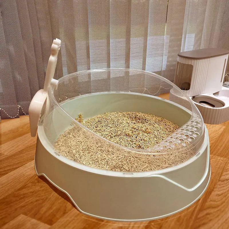 Spacious Semi-Enclosed Cat Litter Haven with Scoop