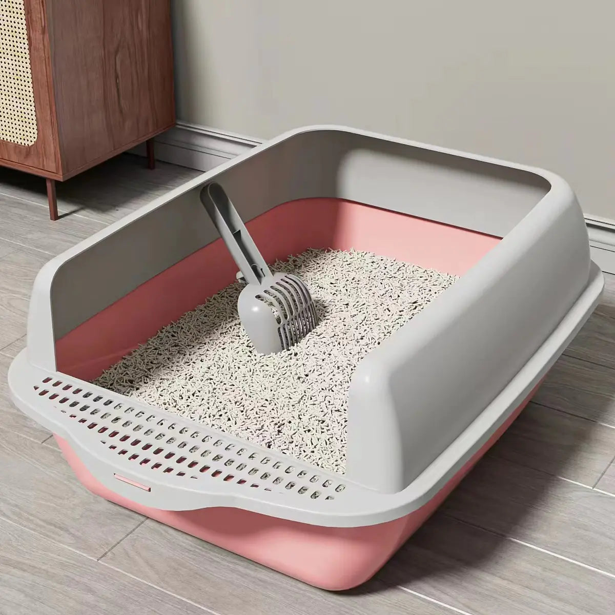 Arenero Grande Semi-Cubierto para Gatos con Partes Desmontables