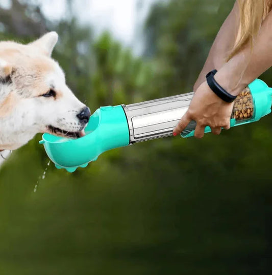 Botella de Agua Portátil 3 en 1 y Dispensador de Comida para Perros